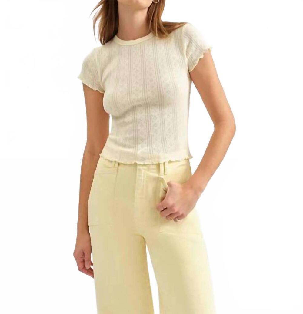 NEW DAZE pointelle crewneck tee in butter